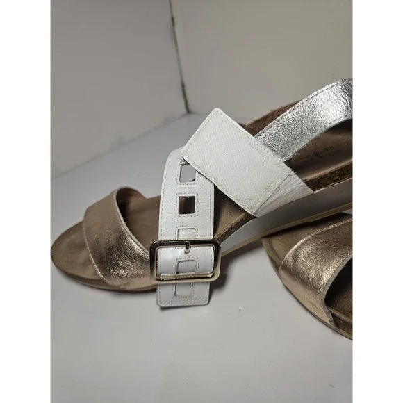 Naot Womens Dynasty Sandals EU 41 US 10 Rose Gold White Leather Wedge - Picture 10 of 10
